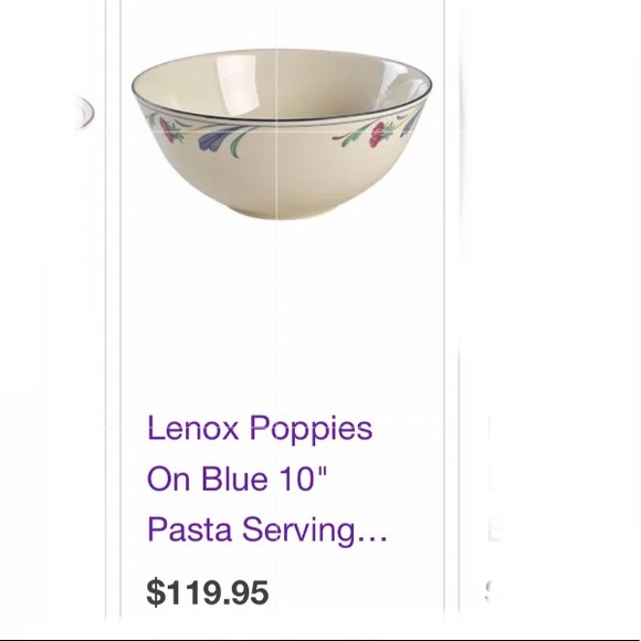 NWOT Lenox Chinastone Poppies on Blue 10" Pasta Serving Bowl - Picture 5 of 5